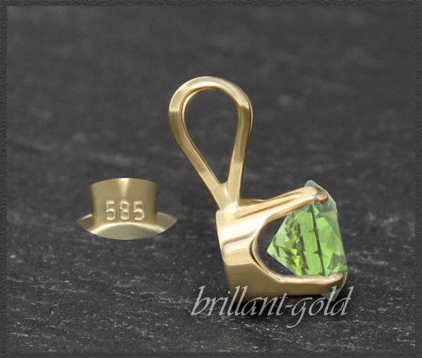 Anhänger 585 Gold Peridot grün 4,5,6,7mm